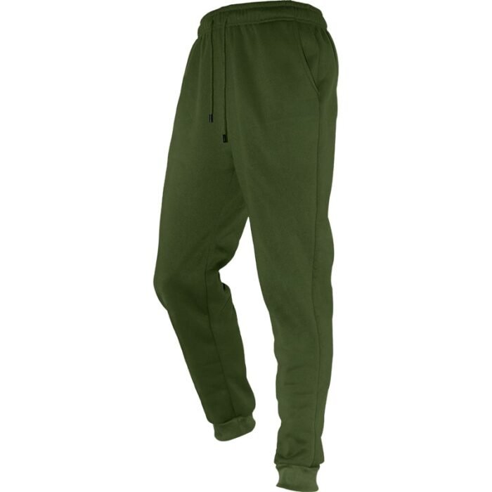 Unisex Plain Army Green Fleece Joggers - Soft 250g Polyester