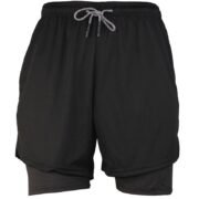 Plain Black Men's 2-in-1 Running Shorts with Inner Compression Liner - Athletic & Comfortable