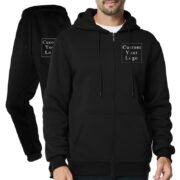 Black Full-Zip Fleece Tracksuit with Custom Print - Unisex & Free Design