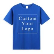 Blue Men's T-Shirt with Custom Graphic - Free Personalization