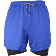 Plain Blue Men's 2-in-1 Running Shorts with Inner Compression Liner - Athletic & Comfortable