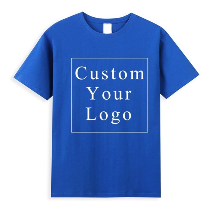 Blue Men's T-Shirt with Custom Graphic - Free Personalization