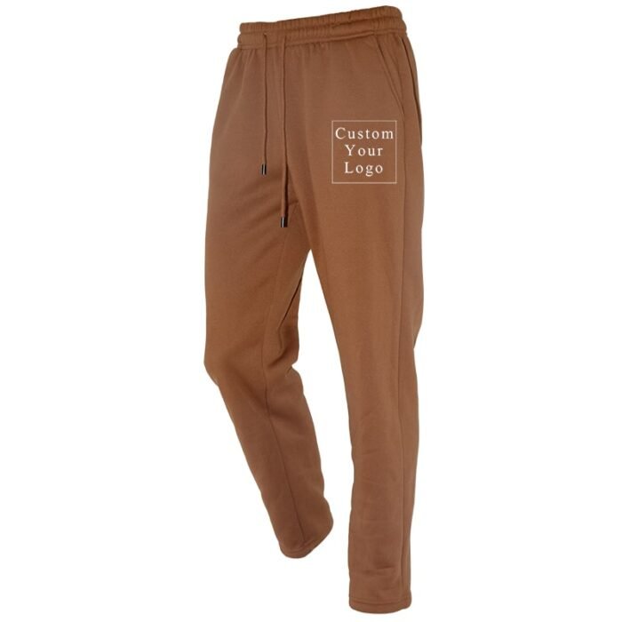 Brown Straight Leg Sweatpants with Custom Print - Free Design Service