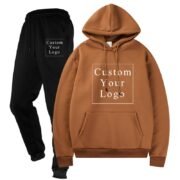 Brown Fleece Tracksuit with Custom Print - Unisex & Free Design