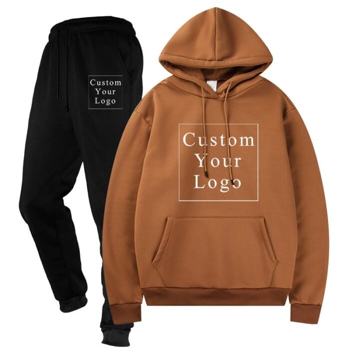 Brown Fleece Tracksuit with Custom Print - Unisex & Free Design