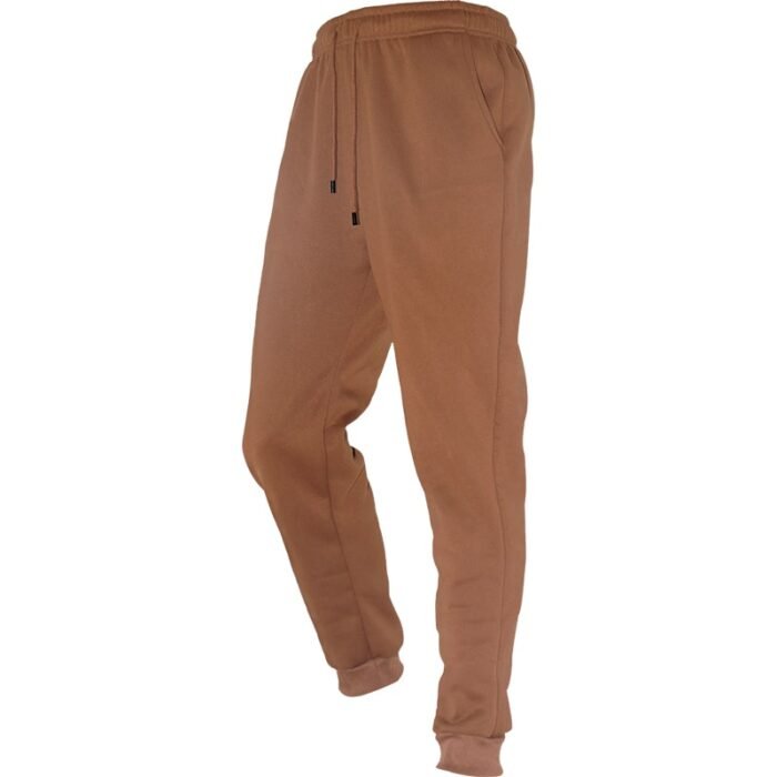 Unisex Plain Brown Fleece Joggers - Soft 250g Polyester