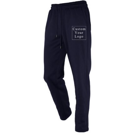 Dark Blue Straight Leg Sweatpants with Custom Print - Free Design Service