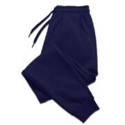 Unisex Plain Dark Blue Joggers - Durable Polyester Comfort