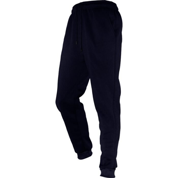 Unisex Plain Dark Blue Fleece Joggers - Soft 250g Polyester