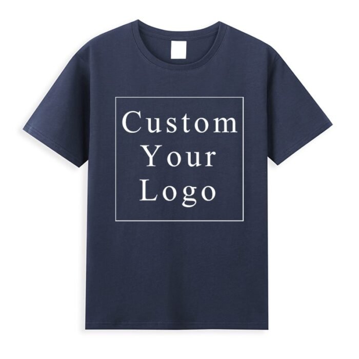 Dark Blue Men's T-Shirt with Custom Print - Design Your Own