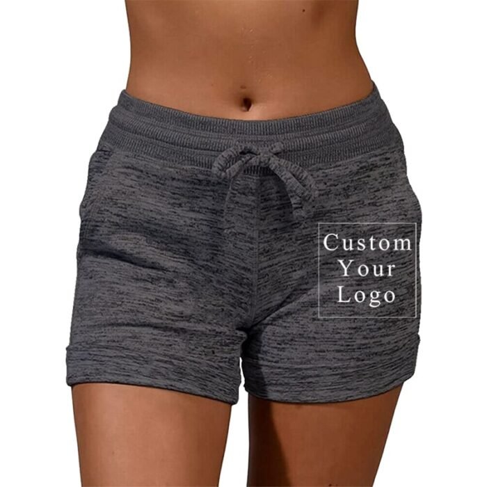 Dark Grey Women's Drawstring Shorts with Custom Print & Pockets - FREE Customization Available