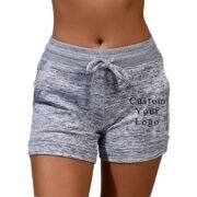 Light Grey Women's Drawstring Shorts with Custom Print & Pockets - FREE Customization Available