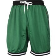 Plain Green Men's Drawstring Shorts with Zipper Pockets & Striped Hem - Comfortable Casual Wear