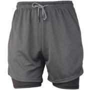 Plain Grey Men's 2-in-1 Running Shorts with Inner Compression Liner - Athletic & Comfortable