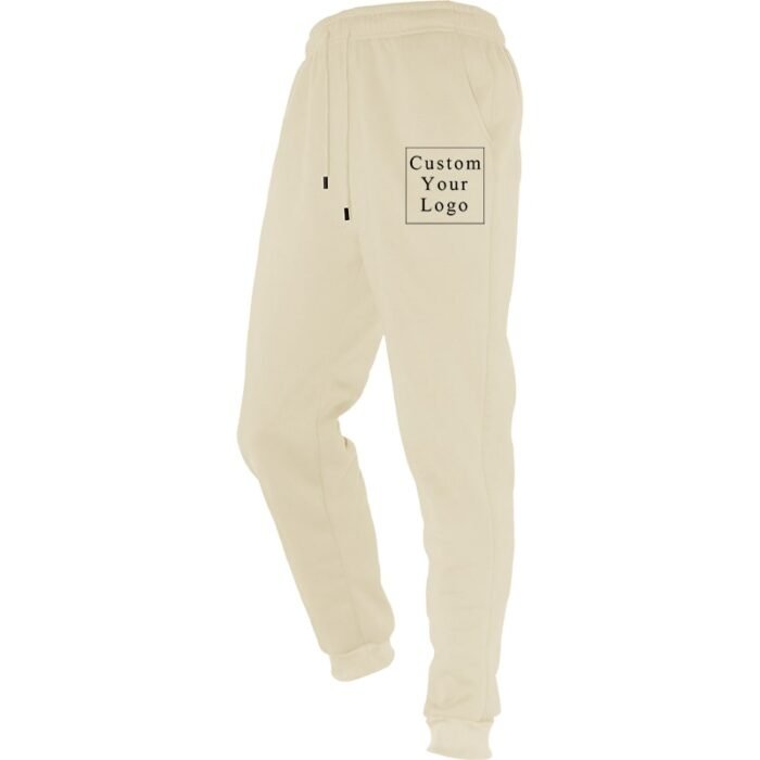 Khaki Unisex Joggers with Custom Print - Free Design