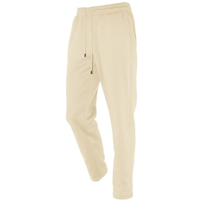 Unisex Plain Khaki Straight Leg Sweatpants - Fleece Lined 250g Polyester