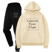 Khaki Fleece Tracksuit with Custom Print - Unisex & Free Design
