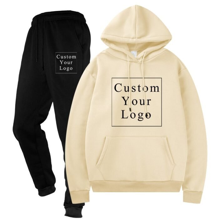 Khaki Fleece Tracksuit with Custom Print - Unisex & Free Design