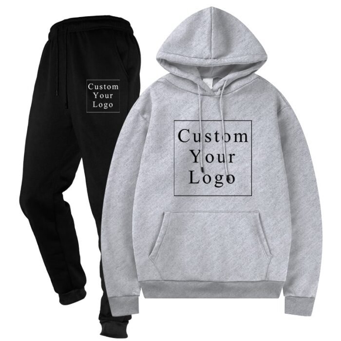 Light Grey Fleece Tracksuit with Custom Print - Unisex & Free Design