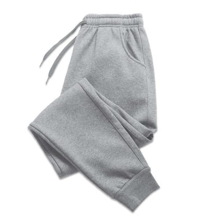 Unisex Plain Light Grey Joggers - Comfortable Polyester Sportswear