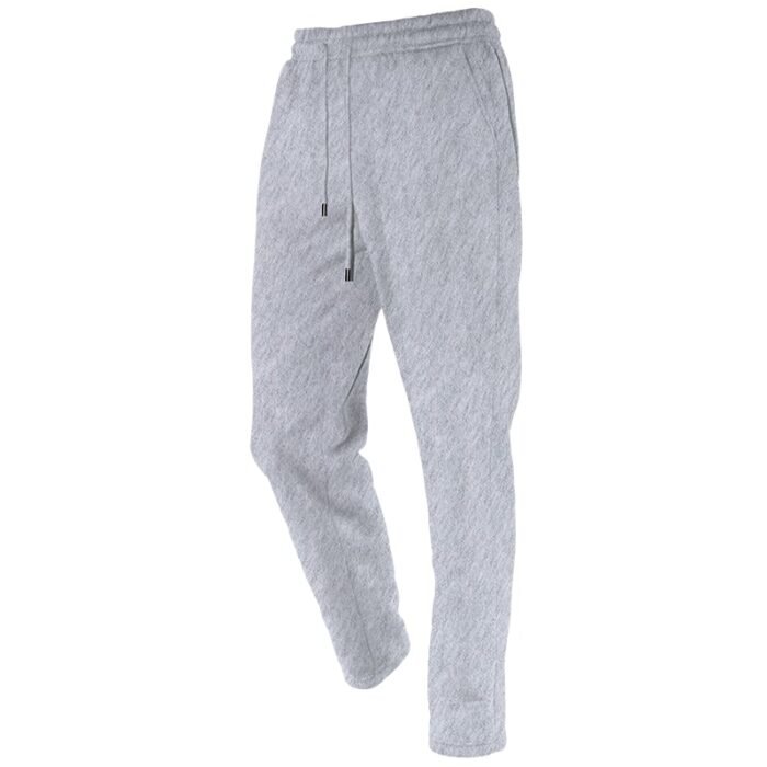Unisex Plain Light Grey Straight Leg Sweatpants - Fleece Lined 250g Polyester