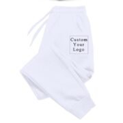 White Unisex Joggers with Custom Print - Free Design