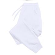 Unisex Plain White Joggers - Soft Polyester Sweatpants with Pockets