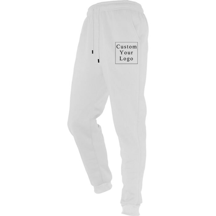 White Unisex Joggers with Custom Print - Free Design