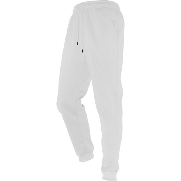 Unisex Plain White Fleece Joggers - Soft 250g Polyester