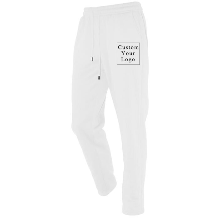 White Straight Leg Sweatpants with Custom Print - Free Design Service