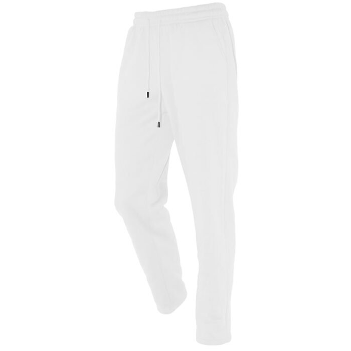 Unisex Plain White Straight Leg Sweatpants - Fleece Lined 250g Polyester
