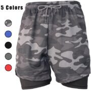 Men's 2-in-1 Running Shorts with Compression Liner - Available in 5 Colors (Camo Grey, Blue, Black, Grey, Red) for FREE Custom Print or Plain