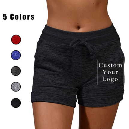 Women's Drawstring Shorts with Pockets - Front View, 5 Colors Available for Custom Print or Plain
