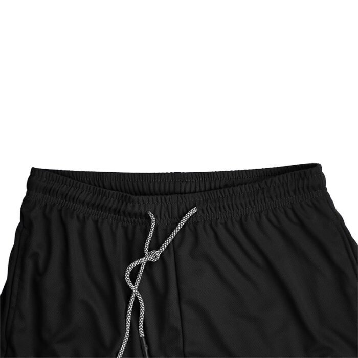 Close-up of Men's 2-in-1 Running Shorts Elastic Waistband with Adjustable White Drawstring