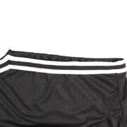 Close-up of Men's Drawstring Shorts Striped Hem Design with Textured Fabric