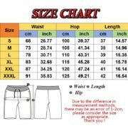 Men's 2-in-1 Running Shorts Size Chart - Waist, Hop, Length Measurements in CM & Inch