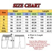Jogger sweatpants size chart, part of a Crewneck Sweatshirt Set, displaying pant length, waist, and hip measurements in centimeters for sizes S to 3XL.