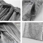 Close-up of the side pocket on light grey women's shorts, showing the interior fabric.