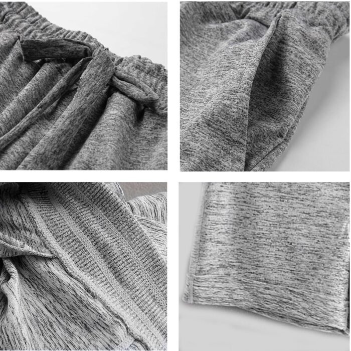Close-up of the side pocket on light grey women's shorts, showing the interior fabric.