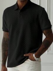 Men's Solid Color Polo Collar Short-sleeved Shirt - Image 5