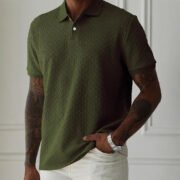 Men's Solid Color Polo Collar Short-sleeved Shirt - Image 4