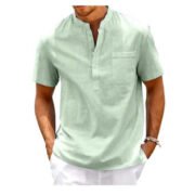 Summer New Men's Solid Color Stand Collar Short Sleeve Polo Shirt - immagine 7