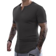 Fashion Men's Sunken Stripe Casual T-shirt Top - 图片 5