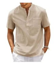 Summer New European And American Men's Solid Color Stand Collar Short Sleeve Polo Shirt - Imagem 3