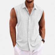 Lapel Beach Sleeveless Shirt - Image 3