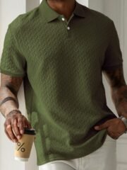 Men's Solid Color Polo Collar Short-sleeved Shirt - Image 6
