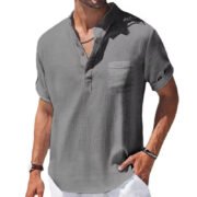 Cotton Linen Linen Men's Short-sleeved T-shirt - Image 7