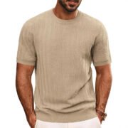 Men's Summer Hollow Breathable Sweater Solid Color T-shirt - immagine 7