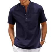 Summer New Men's Solid Color Stand Collar Short Sleeve Polo Shirt