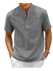 Summer New Men's Solid Color Stand Collar Short Sleeve Polo Shirt - immagine 4